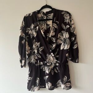 Dynamite Brown Floral Blouse - Size Large